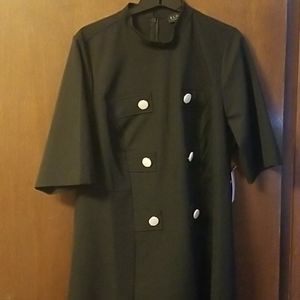 Black Military Button dress